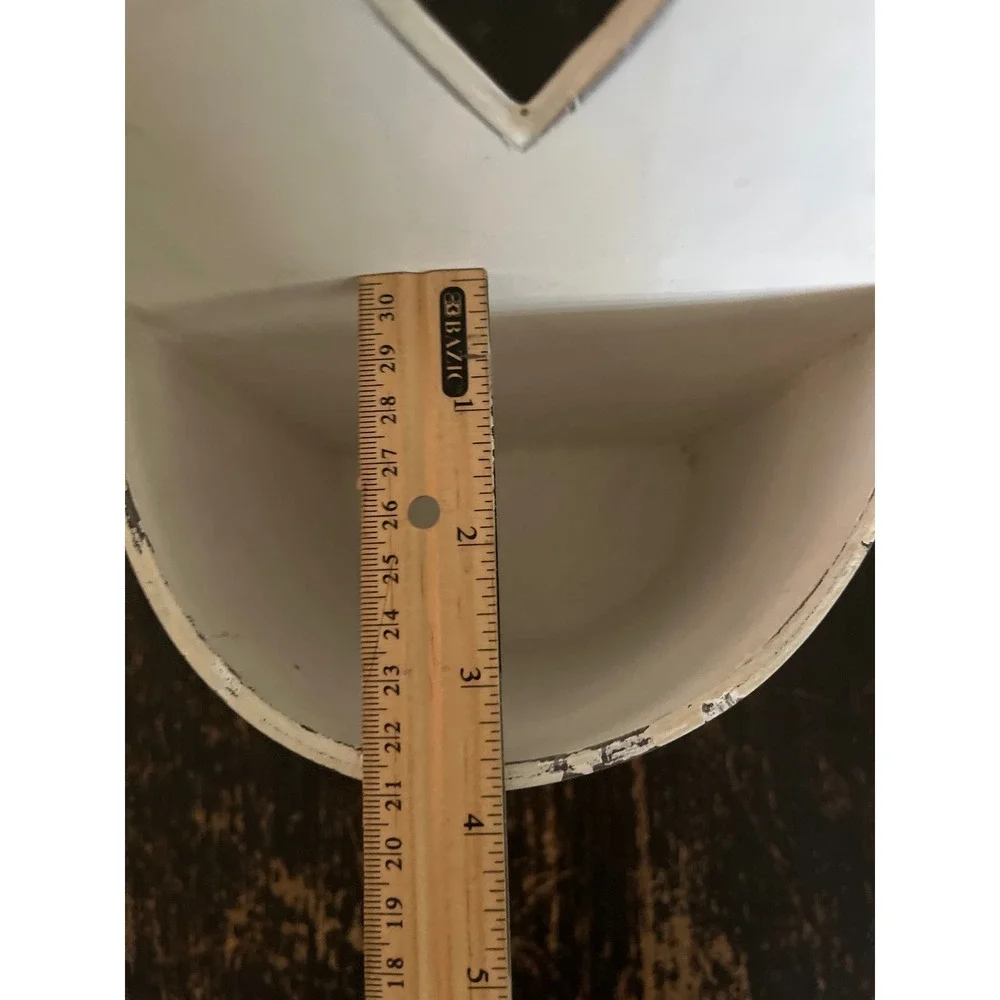 Vintage Wooden Wall Pocket Planter Heart Cutout Hand Painted Rosebud Cream 12.5